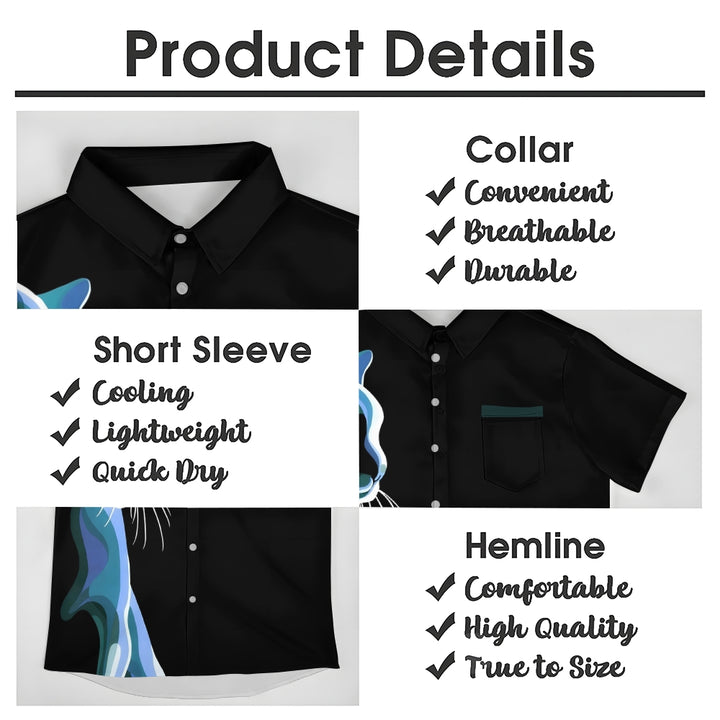 Men's Cat 3D Print Casual Short Sleeve Shirt 2405002335