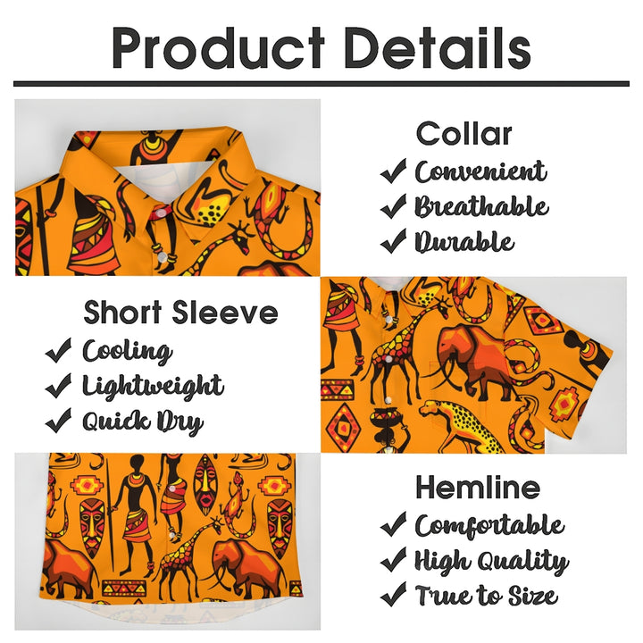Men's African Nature Art Casual Short Sleeve Shirt 2403000919