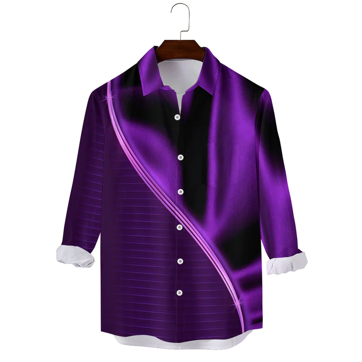 Men's Casual Texture Printed Long Sleeve Shirt 2401000159