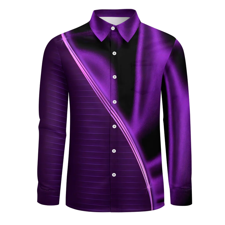 Men's Casual Texture Printed Long Sleeve Shirt 2401000159
