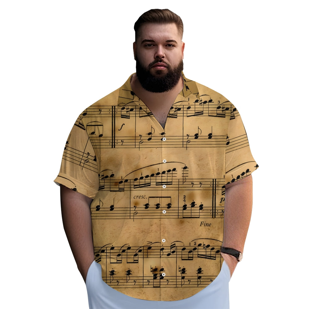 Men's Sheet Music Casual Short Sleeve Shirt 2401000081