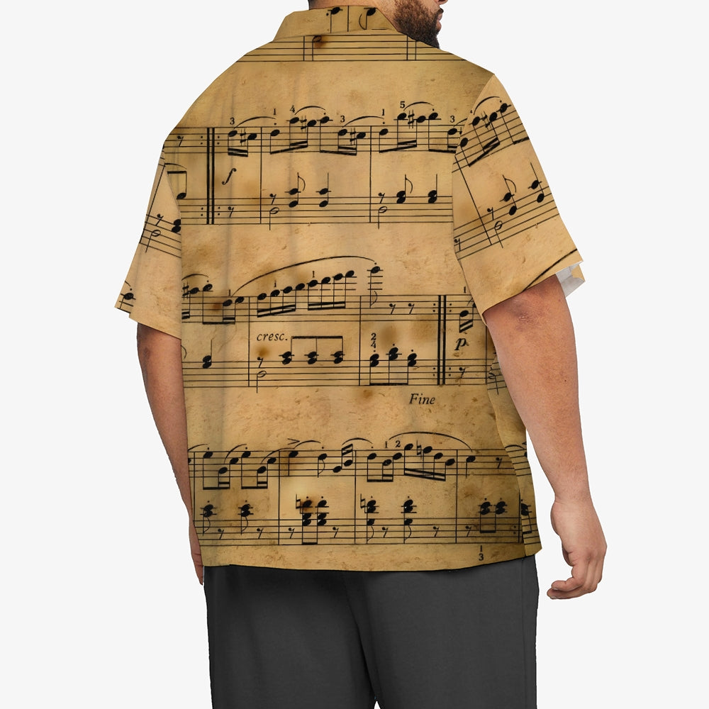 Men's Sheet Music Casual Short Sleeve Shirt 2401000081