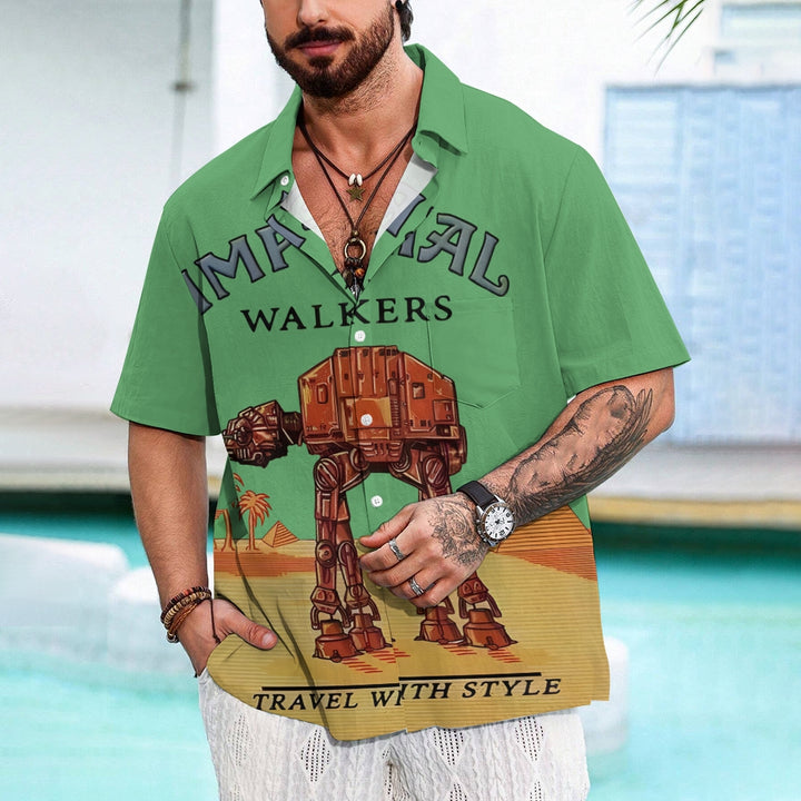 Travel with the Giant Armored Walker Print Shirt Short Sleeve Shirt 2406002522