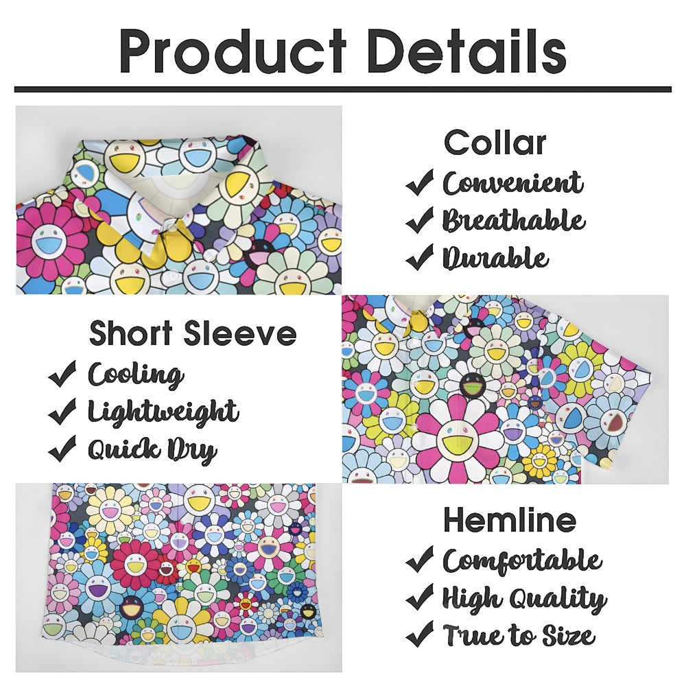 Men's Colorful Sunflower Print Casual Short Sleeve Shirt 2311000404