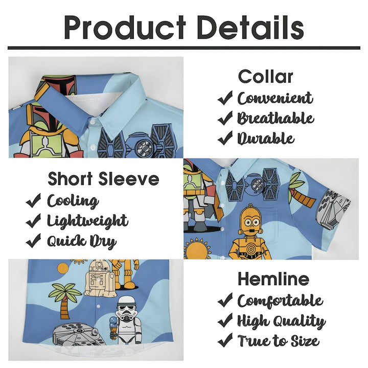 Sci-Fi Cartoon Robot Casual Short Sleeve Shirt 2403000121