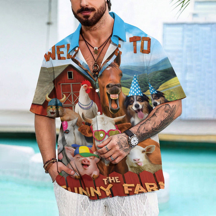 Men's Fun Farm Casual Short Sleeve Shirt 2403000423