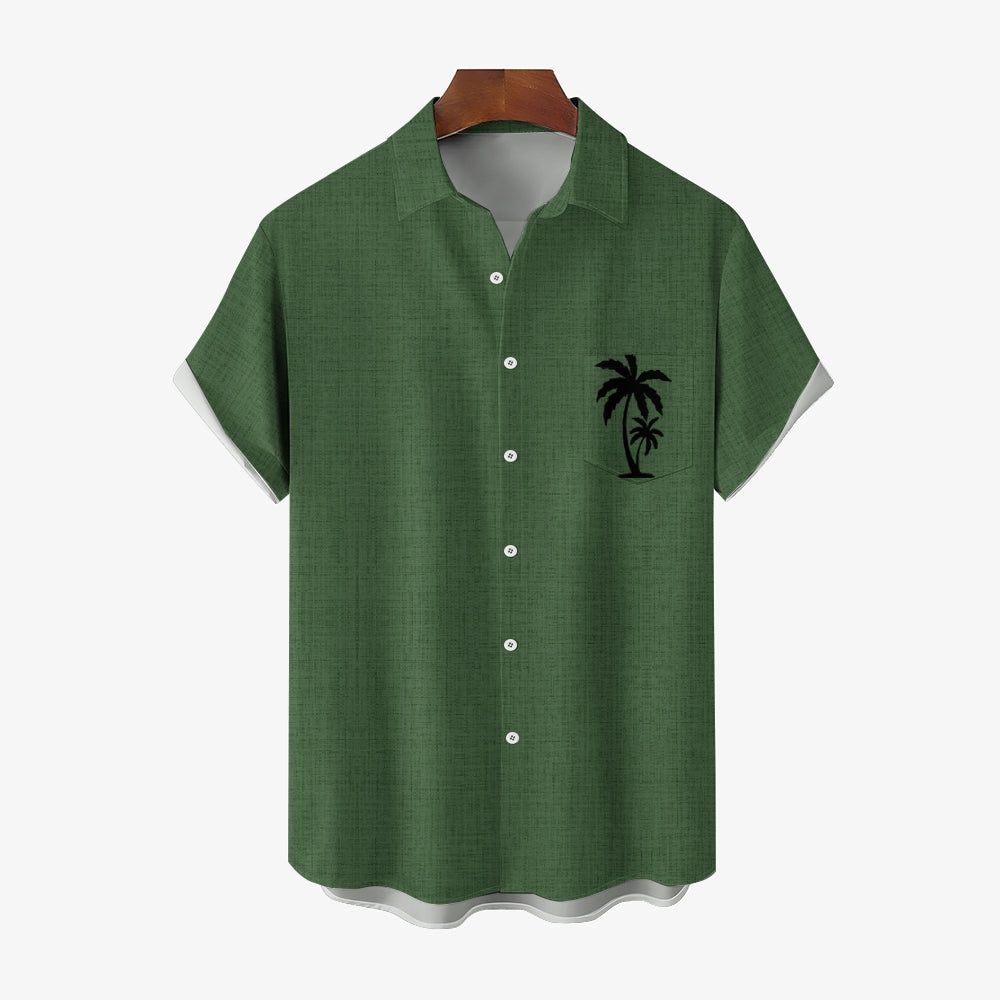 Men's Casual Hawaiian Print Button-Down Short Sleeve Shirt