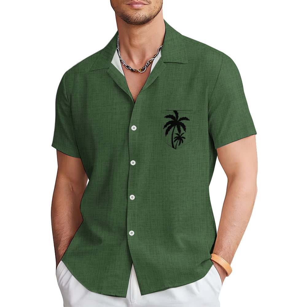 Men's Casual Hawaiian Print Button-Down Short Sleeve Shirt