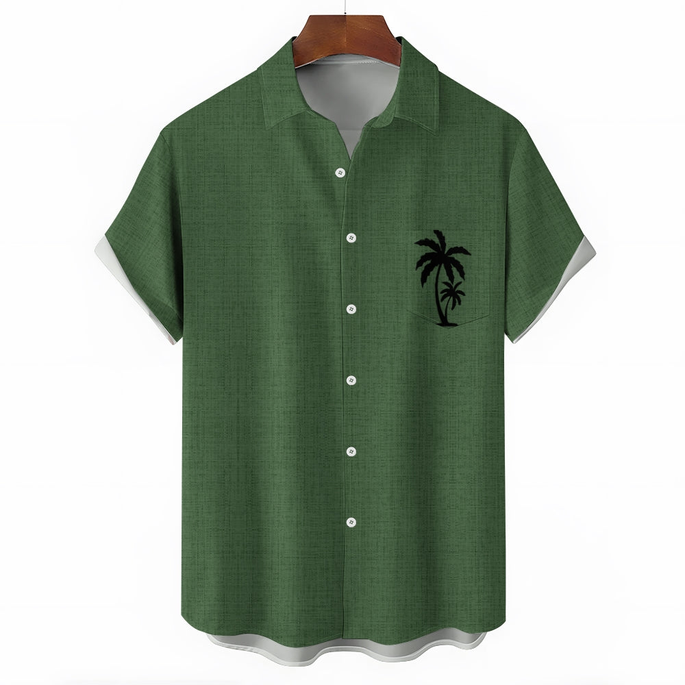 Men's Casual Hawaiian Print Button-Down Short Sleeve Shirt