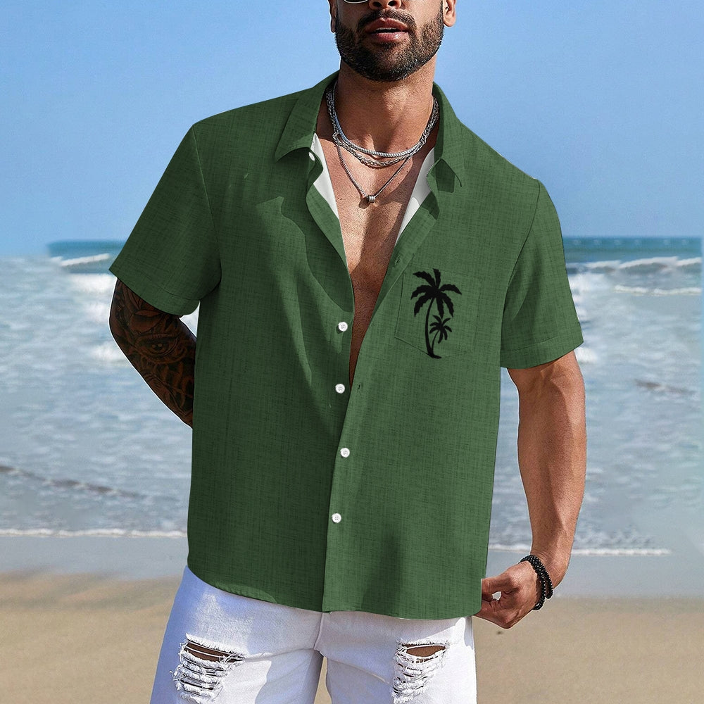 Men's Casual Hawaiian Print Button-Down Short Sleeve Shirt