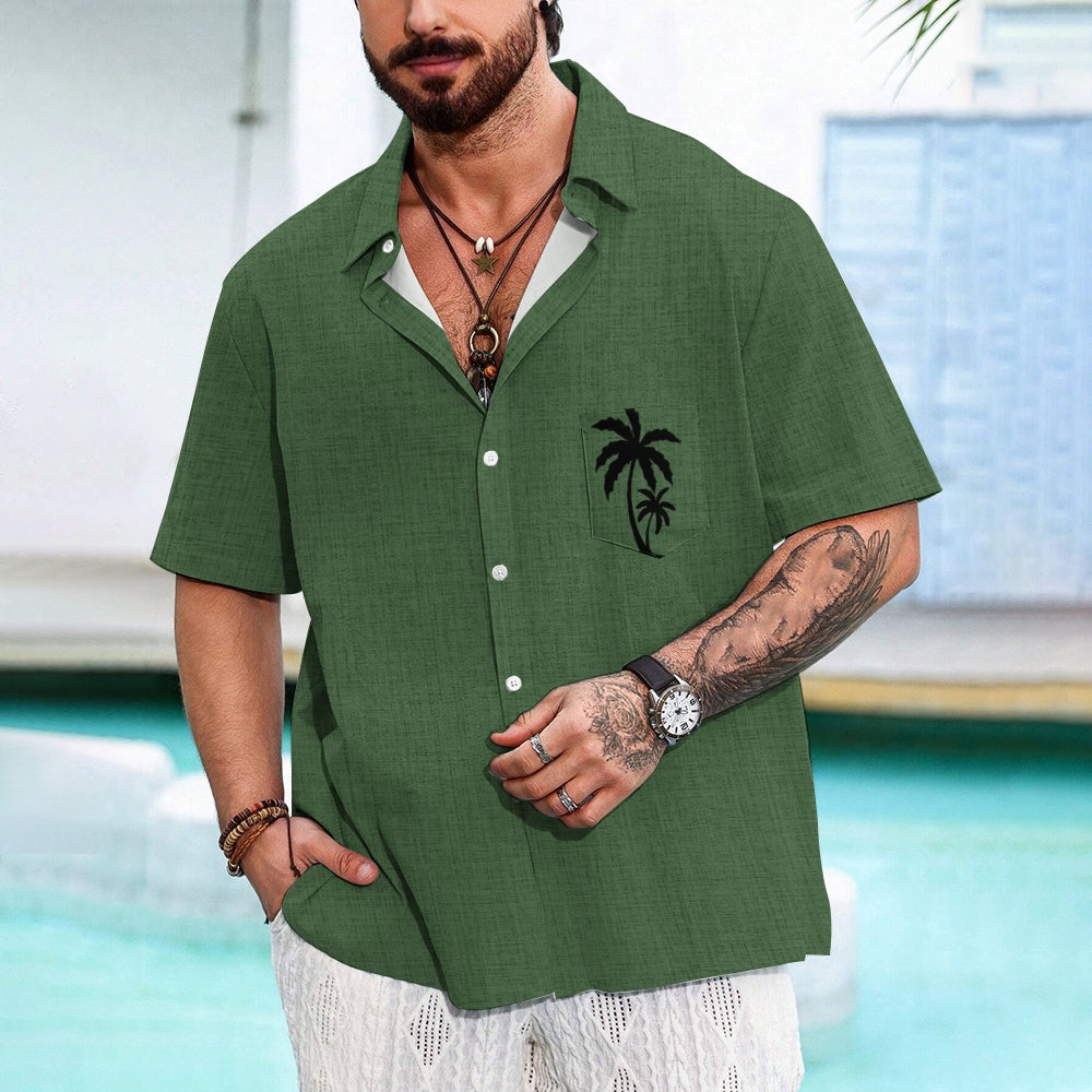 Men's Casual Hawaiian Print Button-Down Short Sleeve Shirt