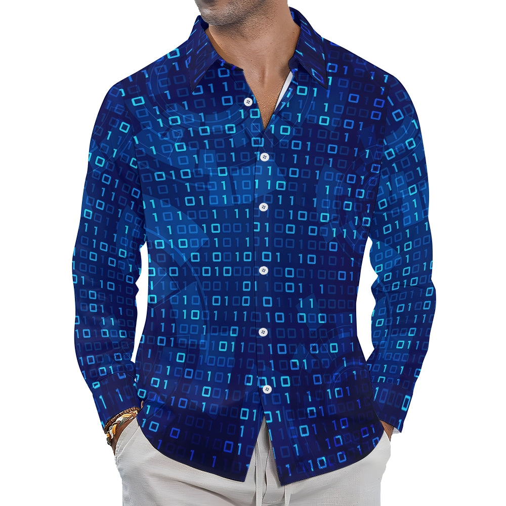 Men's Casual Number Printed Long Sleeve Shirt 2311000596