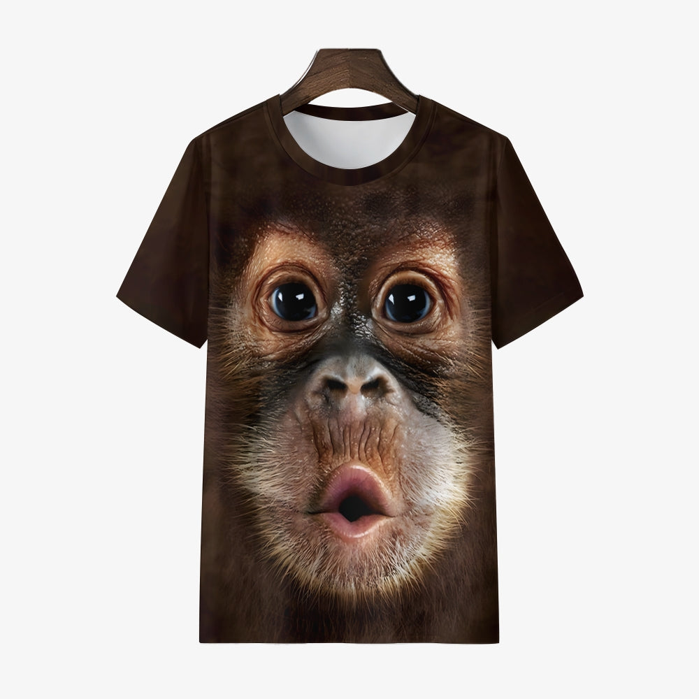Men's Round Neck Gorilla Blow-Up Dress Print Casual T-Shirt 2312000308