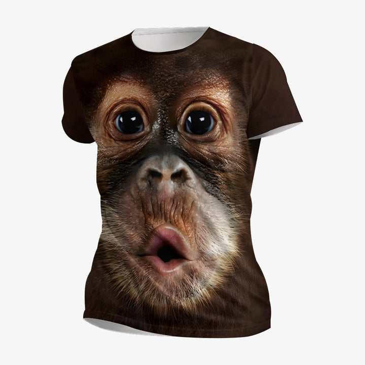 Men's Round Neck Gorilla Blow-Up Dress Print Casual T-Shirt 2312000308