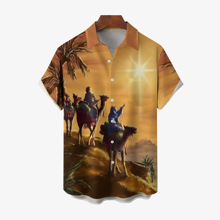 Men's Three Kings Day Casual Short Sleeve Shirt 2312000049