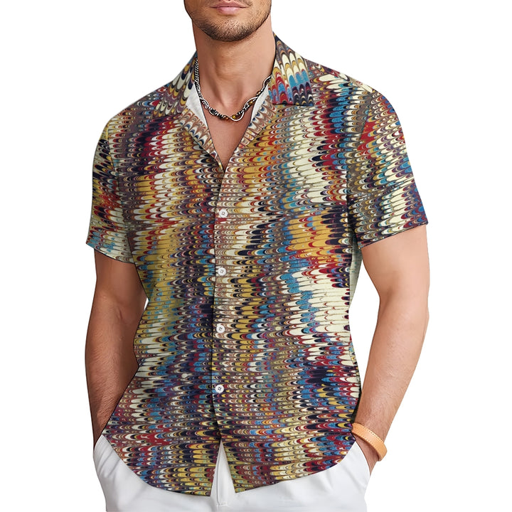 Men's  Colorful Striped Print Button-Down Shirt 2407000167