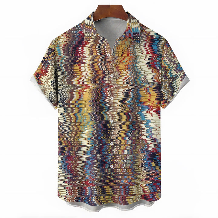 Men's  Colorful Striped Print Button-Down Shirt 2407000167