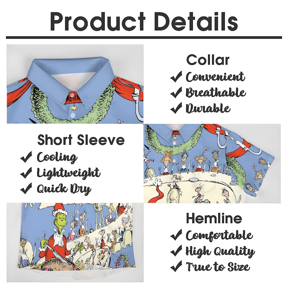 Men's Cartoon Holiday Party Casual Short Sleeve Shirt 2311000097