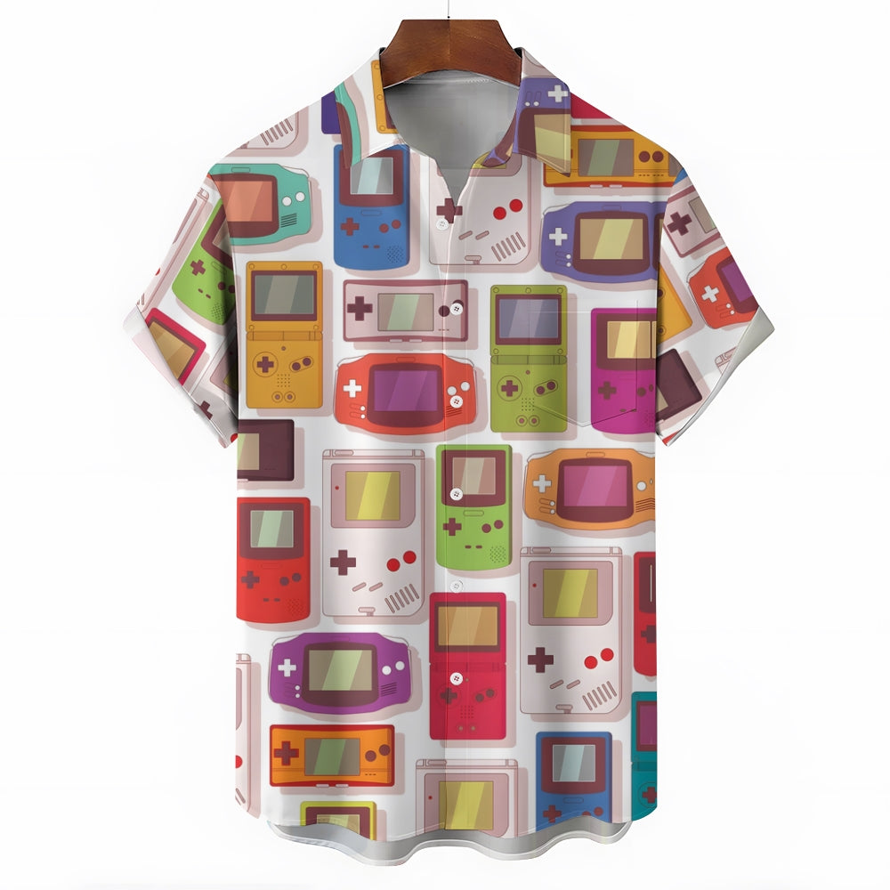 Retro Game Console Casual Short Sleeve Shirt 2403000183