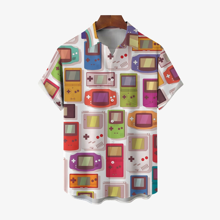 Retro Game Console Casual Short Sleeve Shirt 2403000183