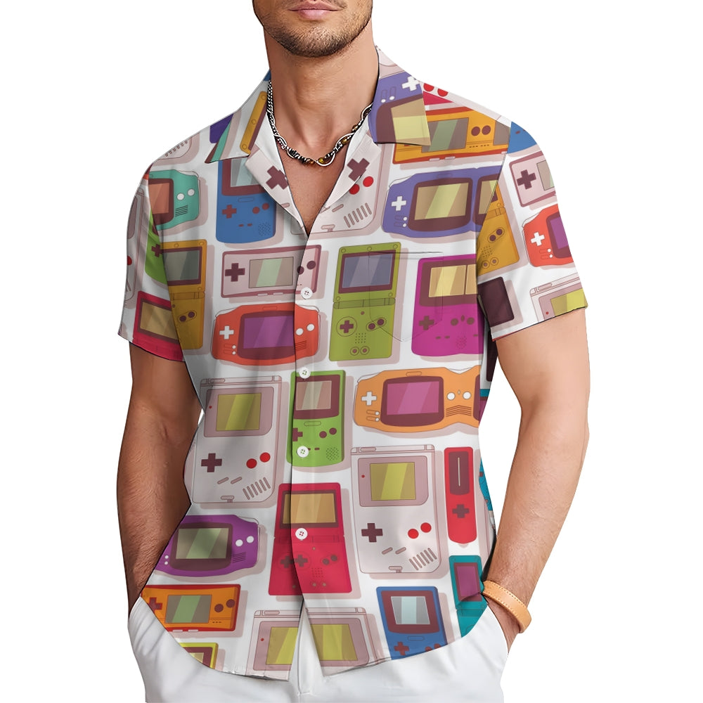 Retro Game Console Casual Short Sleeve Shirt 2403000183