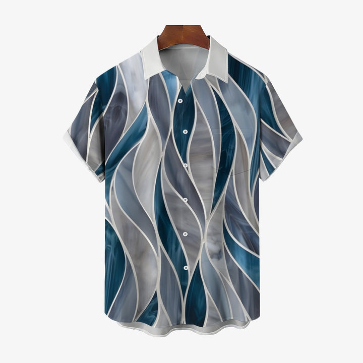 Men's Geometric Textured Hawaiian Resort Printed Shirts 2407000758