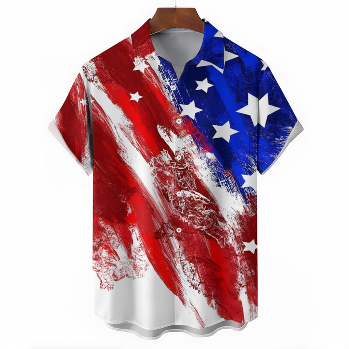 Men's Flag Patriotism Short Sleeve Shirt 2404001064