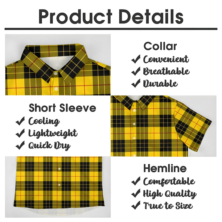 Men's Yellow Plaid Casual Short Sleeve Shirt 2402000122