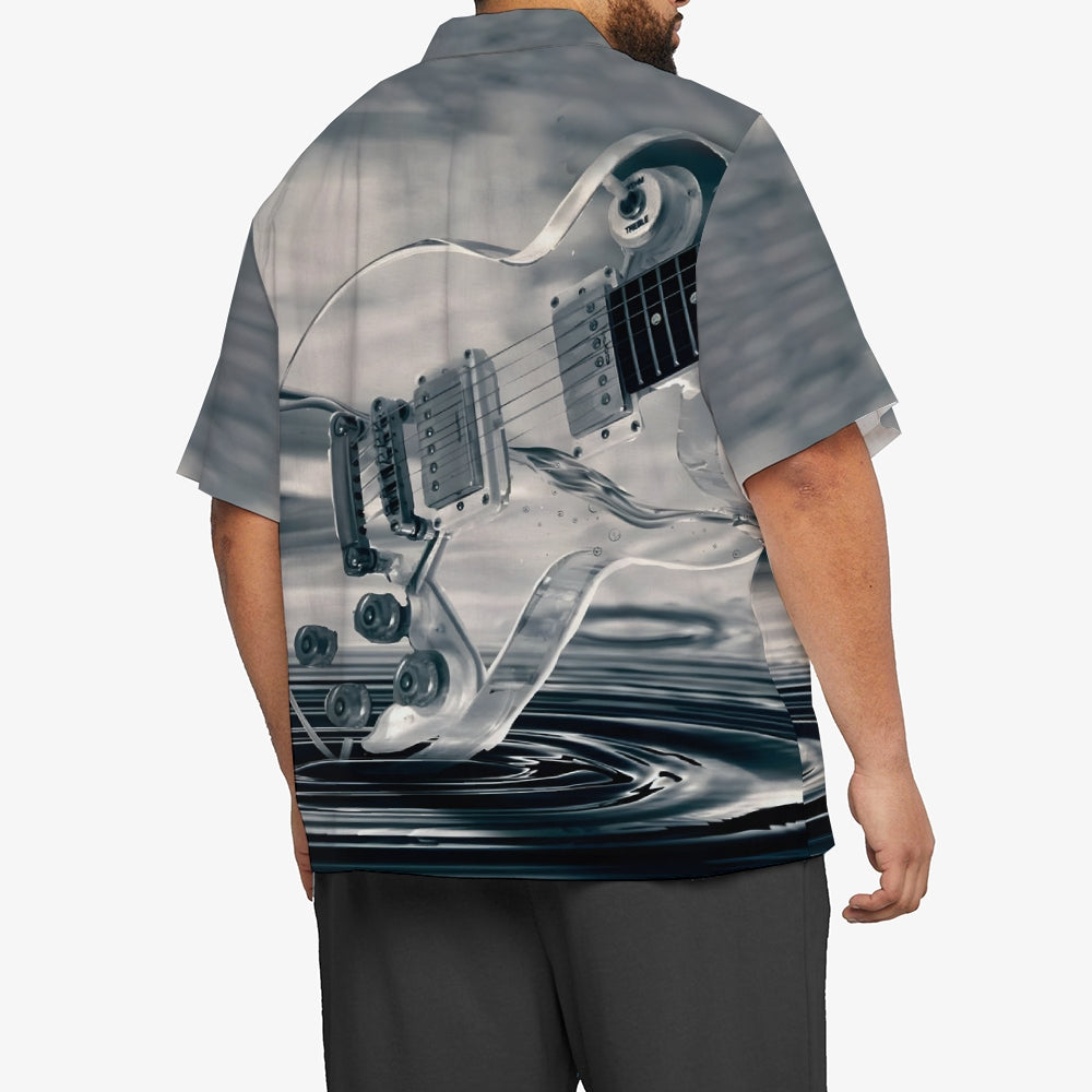 Guitar Print Casual Oversized Short Sleeve Shirt 2406003210