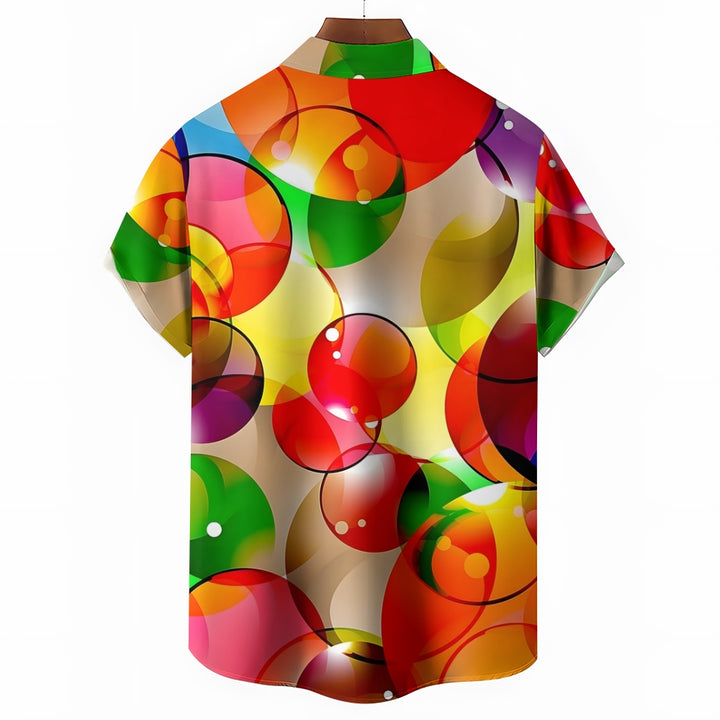 Men's Colorful Circles Casual Short Sleeve Shirt 2401000066