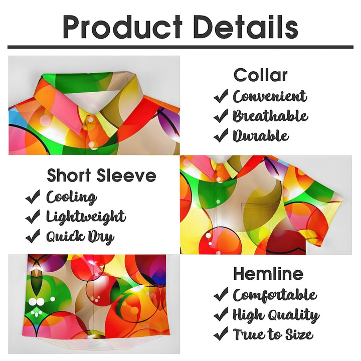 Men's Colorful Circles Casual Short Sleeve Shirt 2401000066