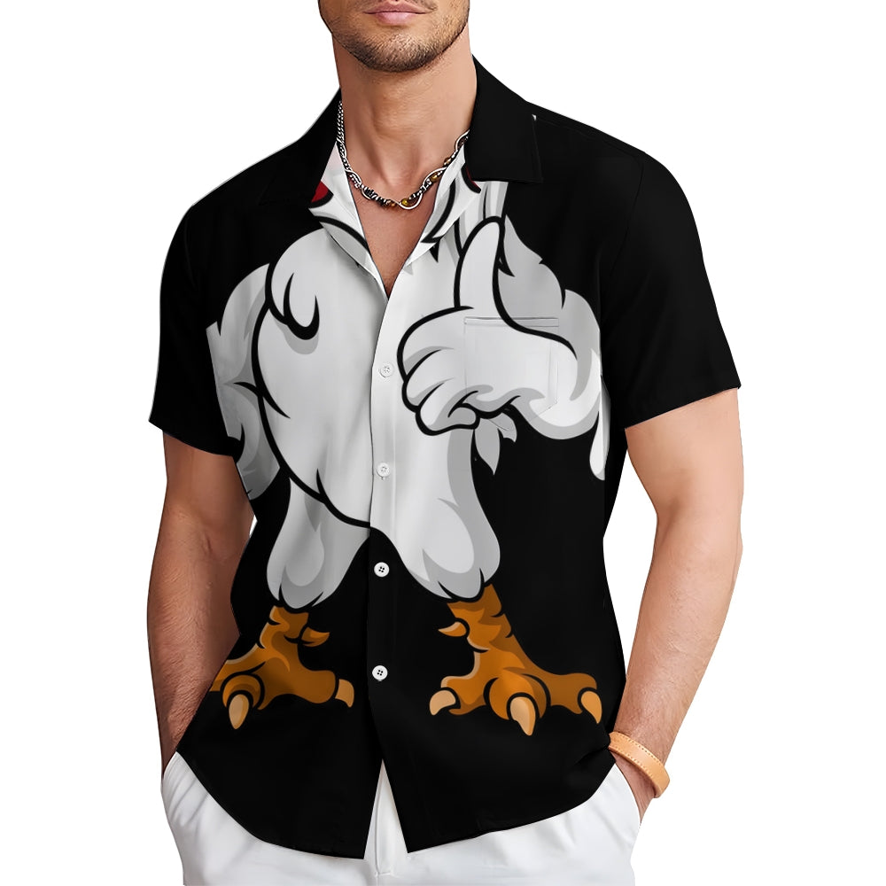 Chicken Chest Pocket Short Sleeve Shirt 2307100399