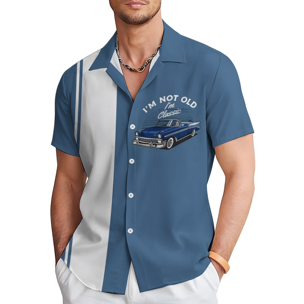 Men's Vintage Car Graphic Short Sleeve Shirt 2407001379