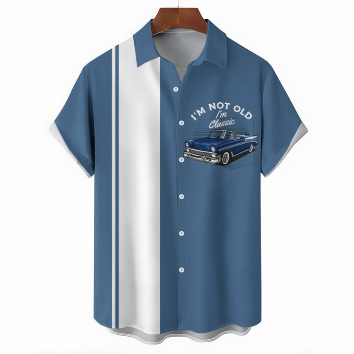 Men's Vintage Car Graphic Short Sleeve Shirt 2407001379