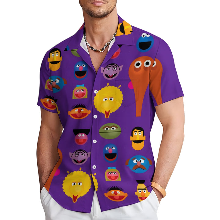 Purple Cartoon Colorful Cartoon Characters Avatar Printing Shirt 2407001956