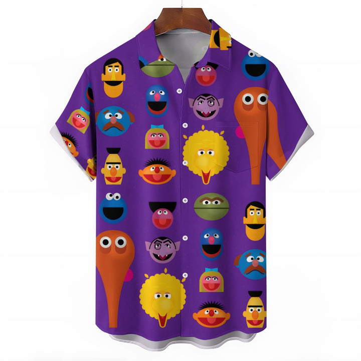 Purple Cartoon Colorful Cartoon Characters Avatar Printing Shirt 2407001956