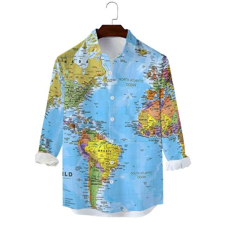 Vintage Map Multicolor Long-Sleeved Shirt 2407002067