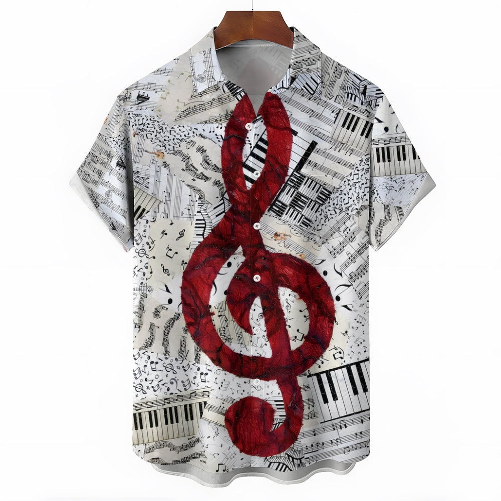 Men's Simple Music Notation Sheet Print Cozy Shirt 2407002076