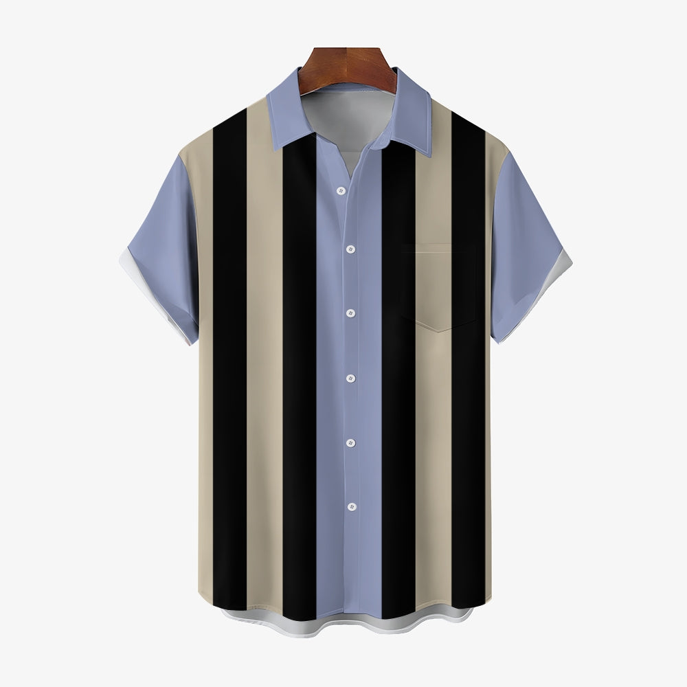 Striped Casual Oversized Short-Sleeved Shirt 2407002223