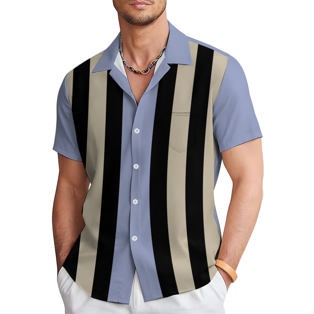 Striped Casual Oversized Short-Sleeved Shirt 2407002223