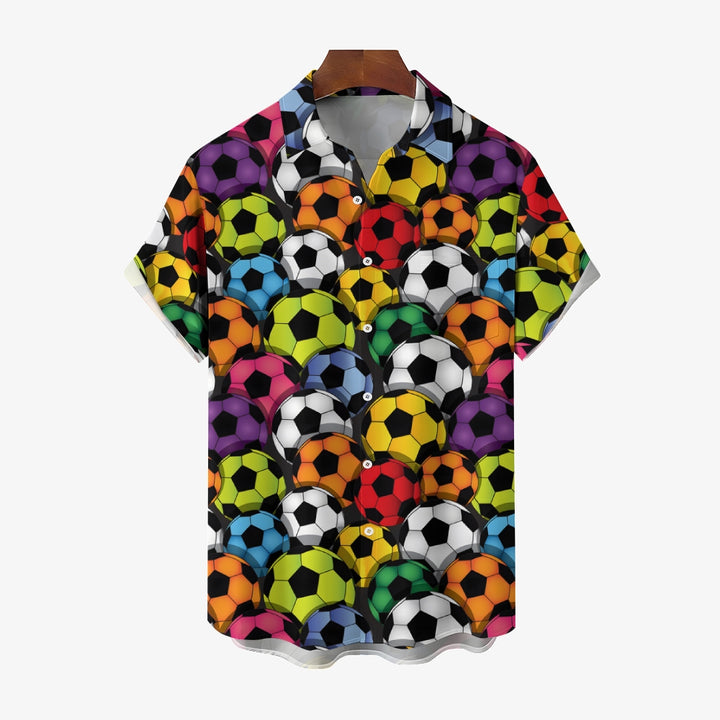 Colorful Football Print Casual Oversized Short-Sleeved Shirt 2407002248