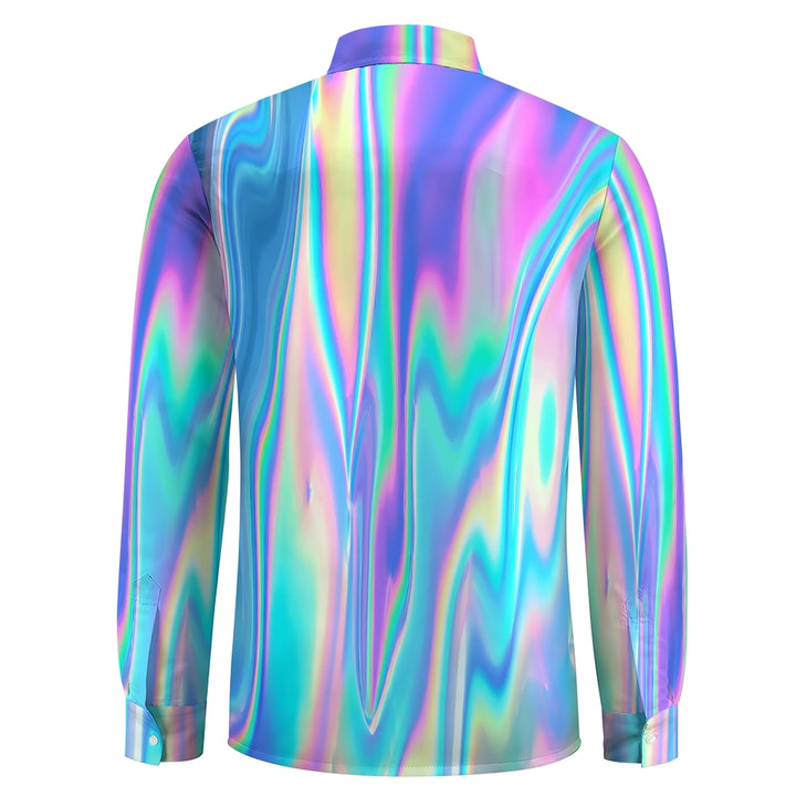 Men's Casual Gradient Color Printed Long Sleeve Shirt 2401000059