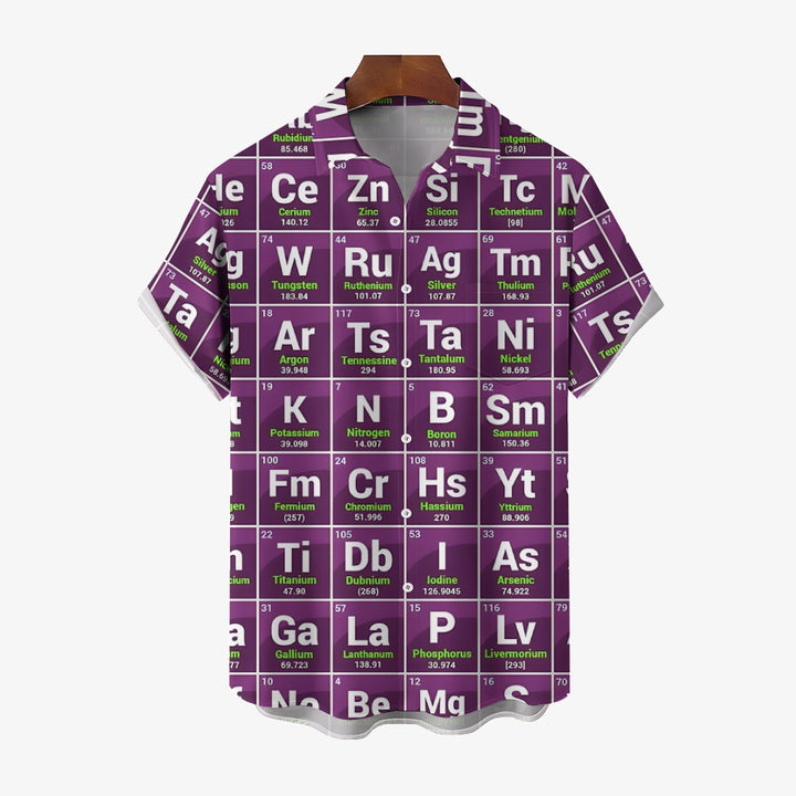 Men's Periodic Table Of Elements Casual Short Sleeve Shirt 2312000248