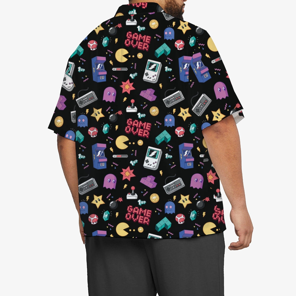 Cartoon Game Console And Monster Casual Large Size Short Sleeve Shirt 2406001764