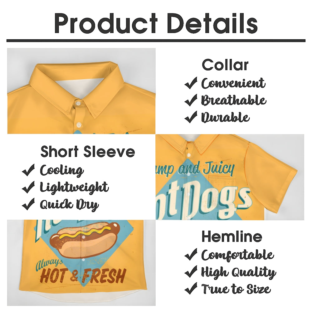 Men's Hot Dog Print Casual Short Sleeve Shirt 2403000630