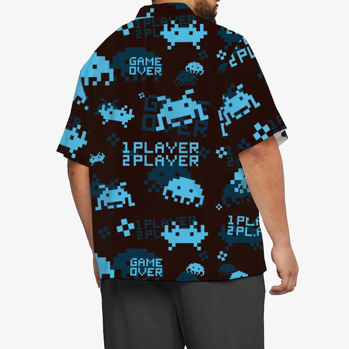 Men's Digital Invaders Game Casual Short Sleeve Shirt 2312000297