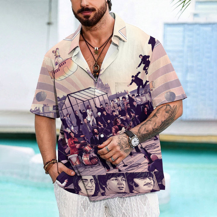 Rock Band Print Casual Short Sleeve Shirt 2404000924