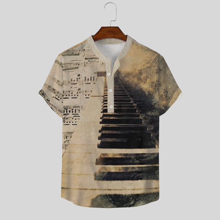 Vintage Piano Sheet Music Linen Blend Shirt 2407003646