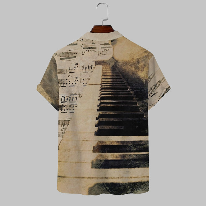 Vintage Piano Sheet Music Linen Blend Shirt 2407003646