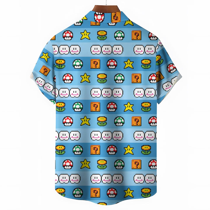 Men's Digital Game Printing Casual Short Sleeve Shirt 2403000226